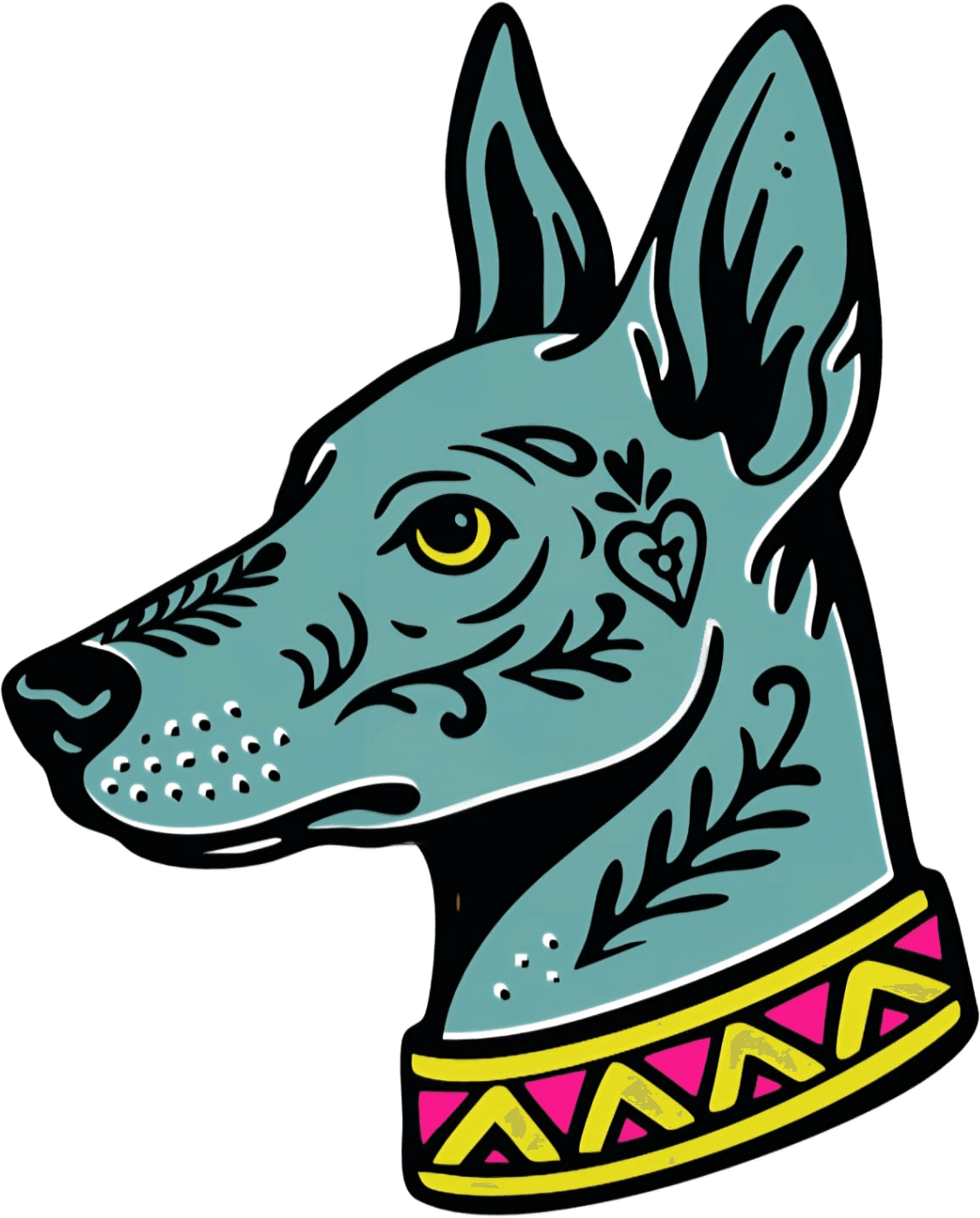 The XOLO guardian — illustrated Xoloitzcuintli dog